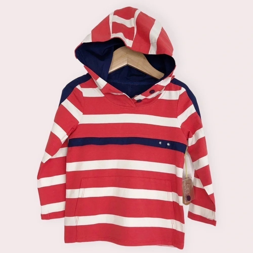 NWT Egg by Susan Lazar shirt‎ long sleeve hoodie jersey red stripe size 2T